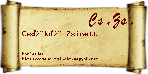 Csákó Zsinett névjegykártya